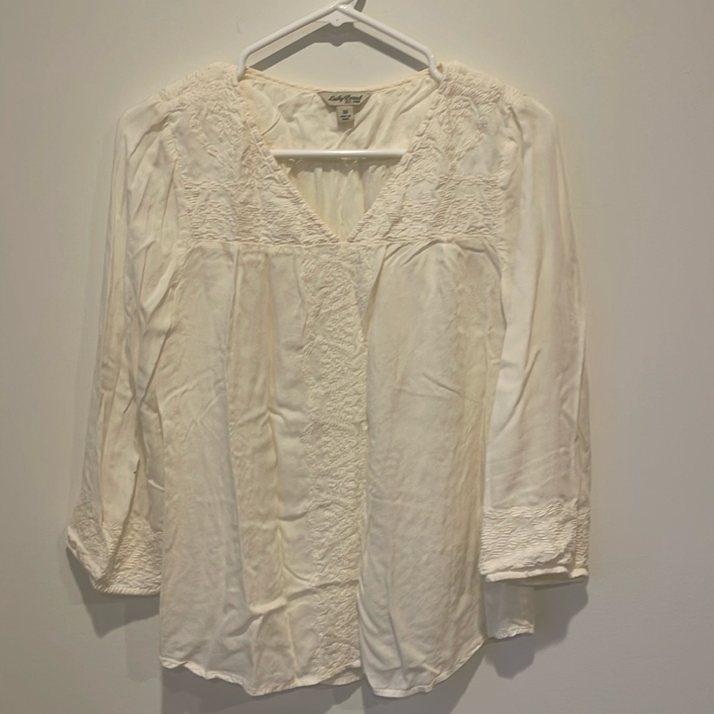 Lucky Brand size medium pullover blouse. Cream